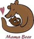 Mama bear and her baby flat vector illustration Royalty Free Stock Photo